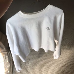 White Champion Cropped Sweatshirt